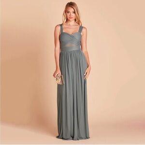 Birdy Grey Green Pleated Sweetheart Maxi Dress